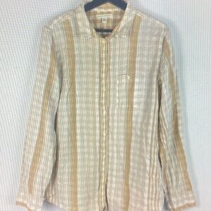 Banana Republic Tan and Cream Striped Shirt Jacket